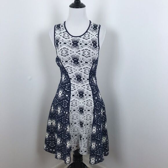 Parker naima dress in navy fit and flare boho‎ print - Picture 2 of 6